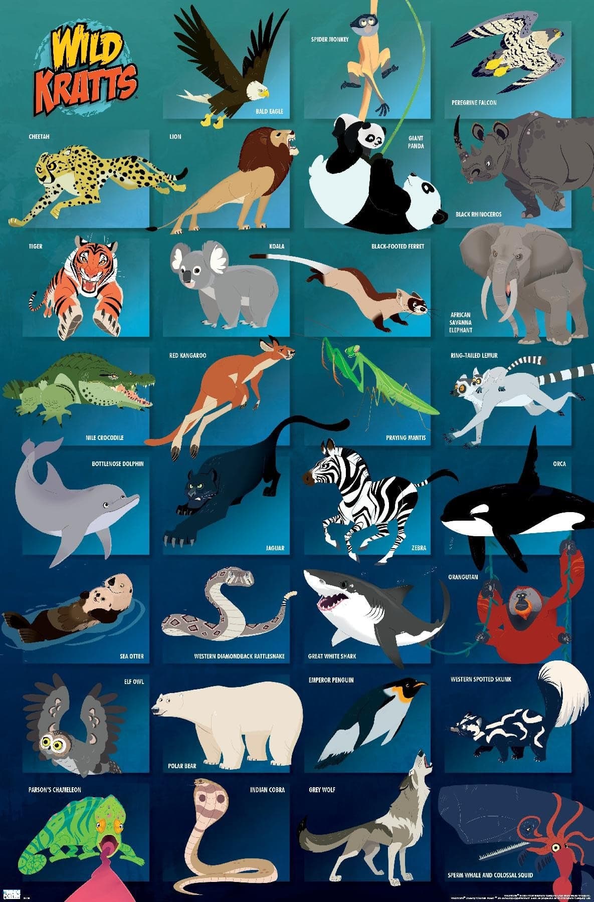 Trends International Wild Kratts Grid Wall Poster 34L x 224W Premium Unframed Version