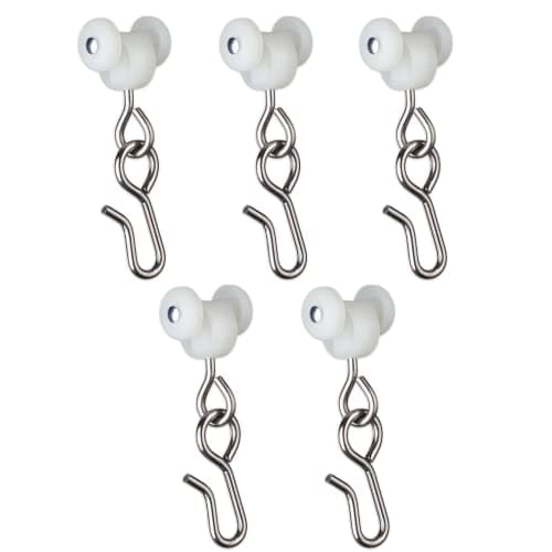EverTrack Curtain Hooks - Dual Wheel Roller Carriers for Ceiling Mounted Curtain Track with Stainless Steel Hooks for Curtains, Drapes, and Room Dividers - Pack of 250