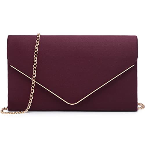 Dasein Women's Evening Clutch Bags Formal Party Clutches Wedding Purses Cocktail Prom Clutches (1-(Gold Hardware) Wine)