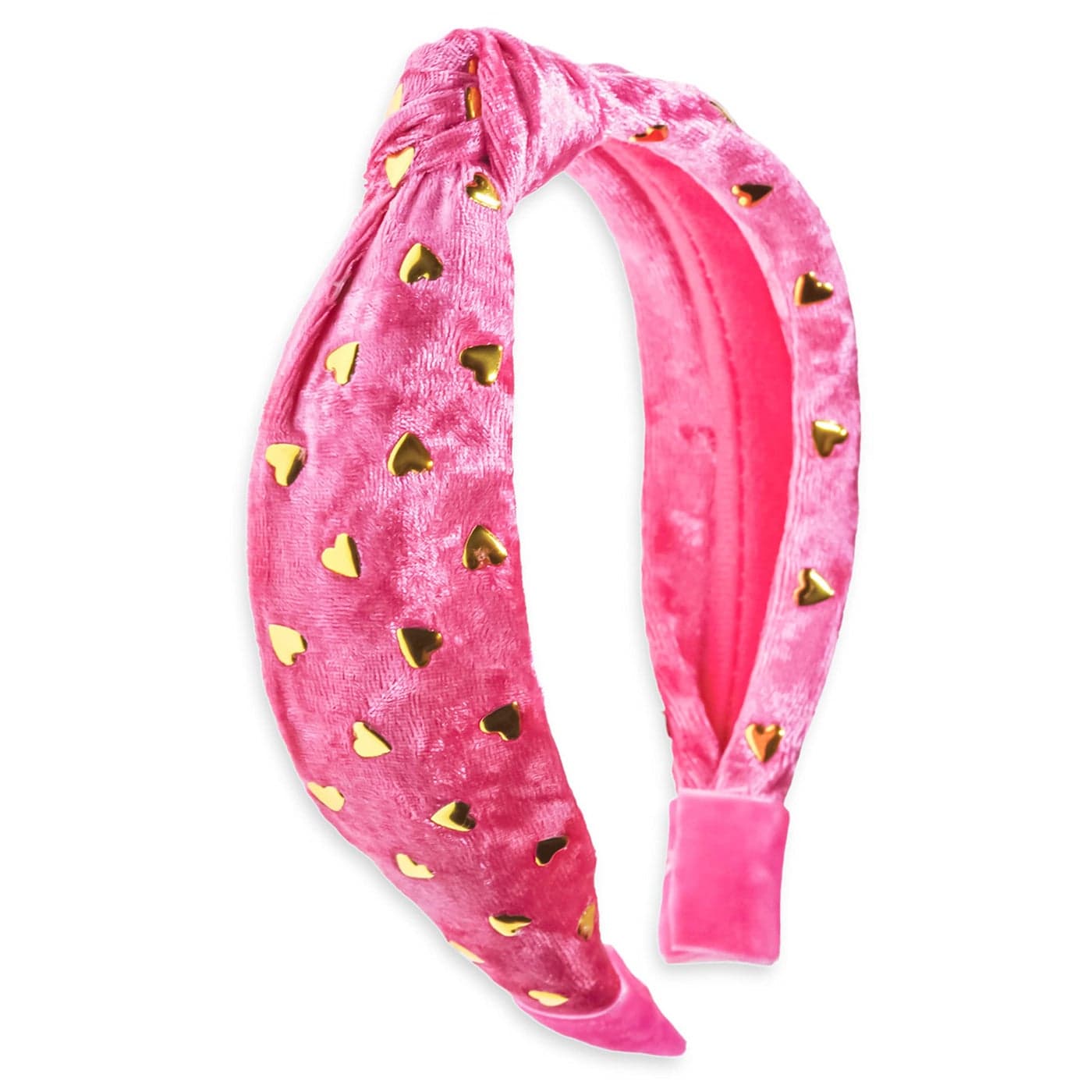 FROG SAC Heart Headband for Girls Pink Top Knot Headbands for Kids Cute Stud Knotted Head Bands for Toddlers Little Girl Velvet Hair Accessories Valentines Fashion Hair Band for Children