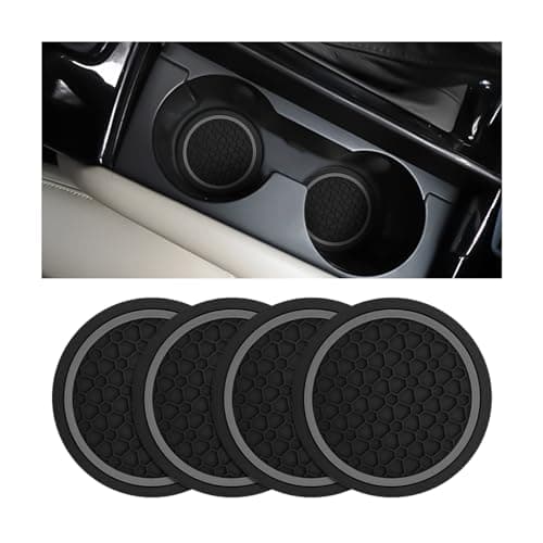 Mandark 4PCS Car Cup Holder Coasters, 2.75 Inch Non-Slip Insert Water Bottle Holder Pads, Dustproof Automotive Interior Accessories Mat, Universal for Vehicles, Trucks, RVs and More(Black/Gray)