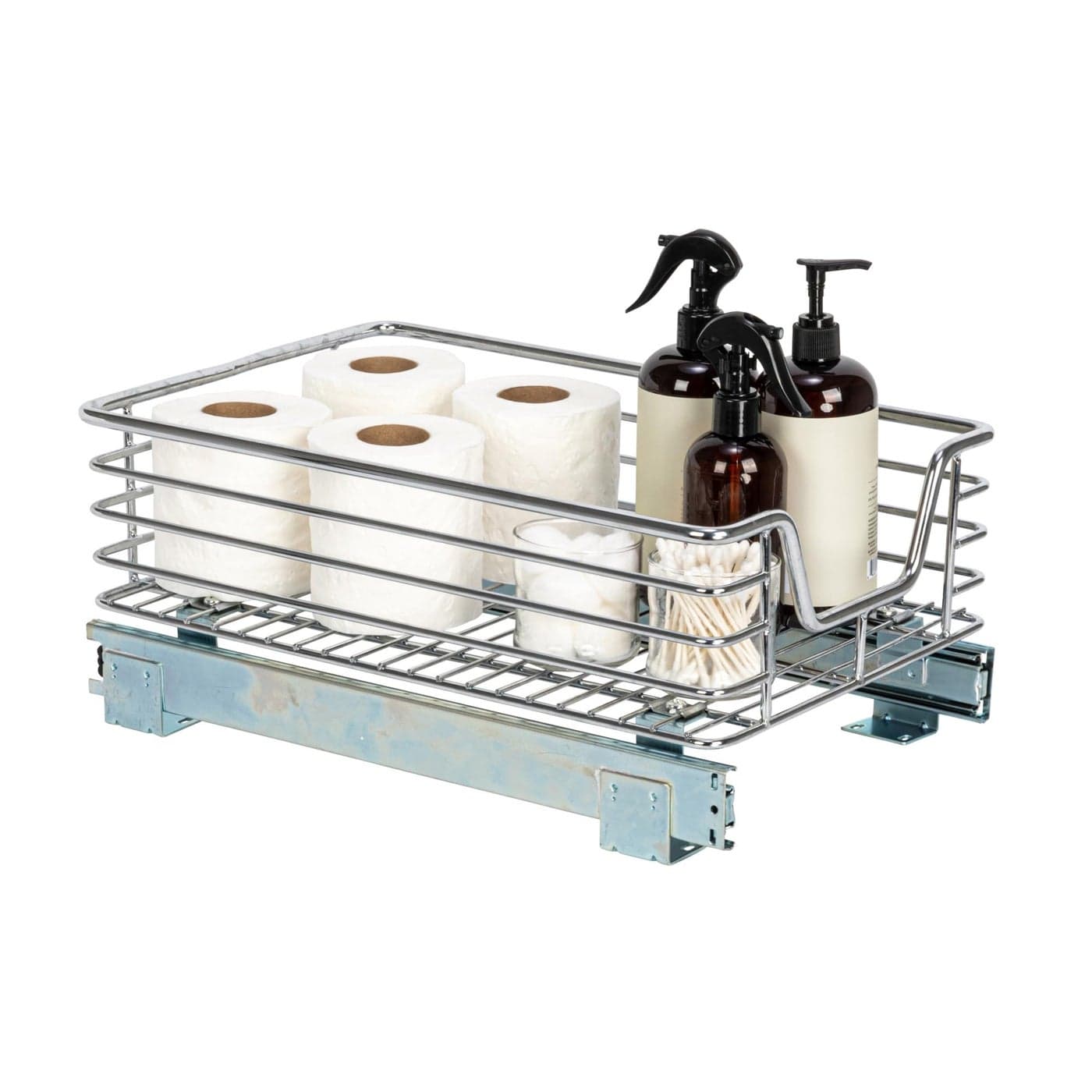 Household Essentials Glidez ChromePlated Steel 1Tier Sliding Under Sink Cabinet Organizer Chrome