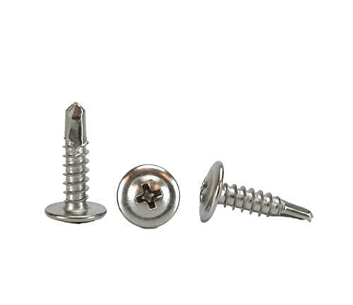 410 Stainless #10 x 3/4" Wafer Head Philips Self Drilling Sheet Metal Tek Screws, (1/2" to 1" Length in Listing), 100 Pieces, Modified Truss Head Self Driller (#10 x 3/4 Inch)