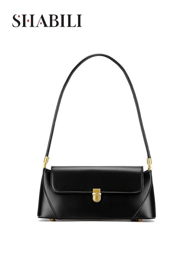 Women's Mini Shoulder Bag, Ladies Bag Satchel Bag Clutch Bag Sling Bag Small Bag, PU Retro Box Satchel with Top Handle, Lightweight Handbag for Parties, Office, Travel ,for Girls and College (Black)