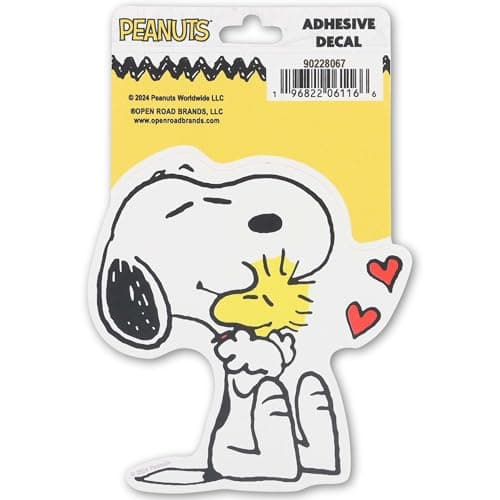 Peanuts Snoopy and Woodstock Hug Adhesive Vinyl Decal - Cute Snoopy Sticker for Car, Window or Laptop