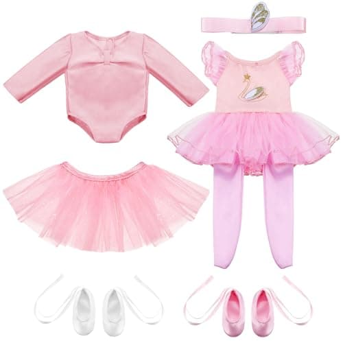 Kajaia 8 Pcs Doll Clothes 18 Inch Doll Clothes and Accessories Dress Flip Flops Hat Outfit Swimsuit Accessories for 18 InchBallet