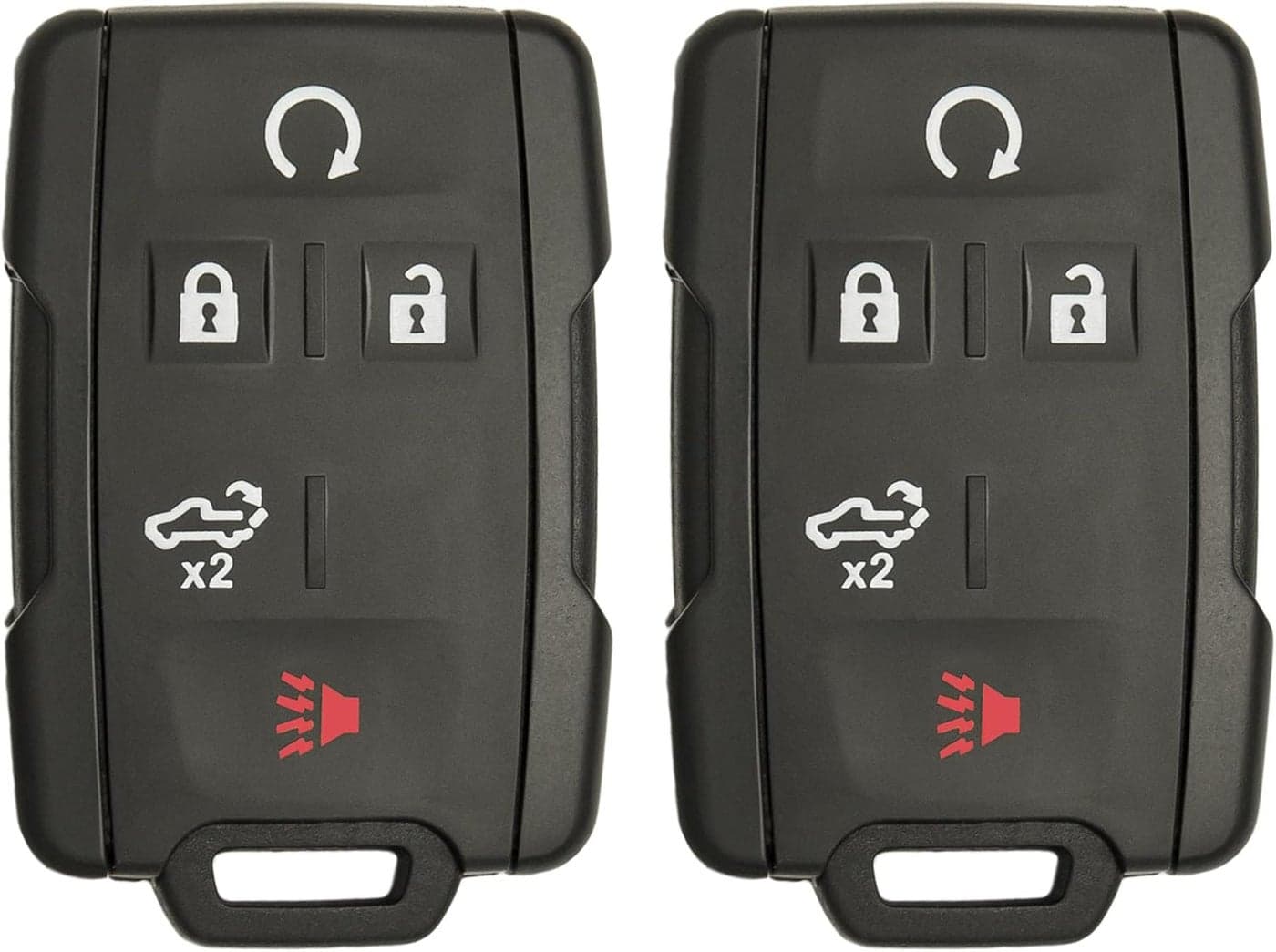 Keyless2Go Replacement 5 Button Remote Key Fob for GM Vehicles - 433 MHz - 2 Pack