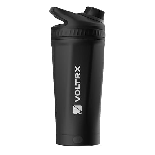 VOLTRX ChillMix Shaker Bottle Insulated Stainless Steel USB C Rechargeable Electric Protein Shake Mixer Shaker Cups for Protein Shakes and Meal Replacement Obsidian Black 16 oz