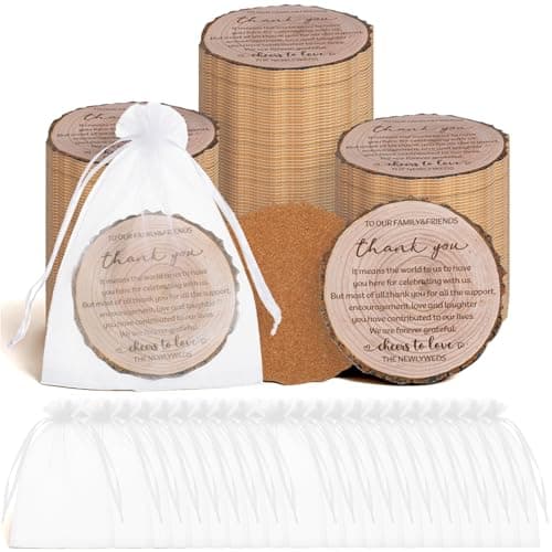 160 Pcs Wedding Favors for Guests, Cork Coasters Bulk, Thank You for Celebrating with Us Party Decoration Wood Coaster Rustic Wedding Gift Bridal Shower Party Favors,Tree Bark