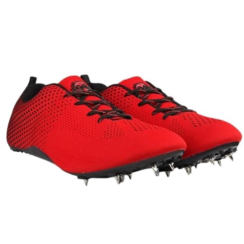 RXN Fly Running Sprinting Track & Field Spikes Shoes for Men & Women (Red/Black, UK Footwear Size System, Adult, Men, Numeric, Medium, 6)