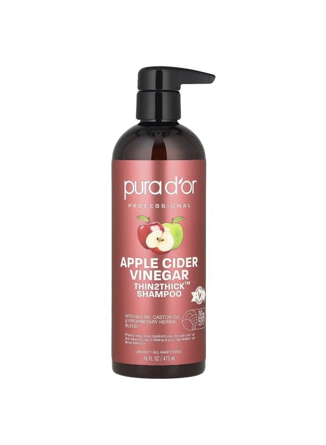 Pura D'or, Apple Cider Vinegar, Thin2Thick™, Shampoo, 16 fl oz (473 ml)