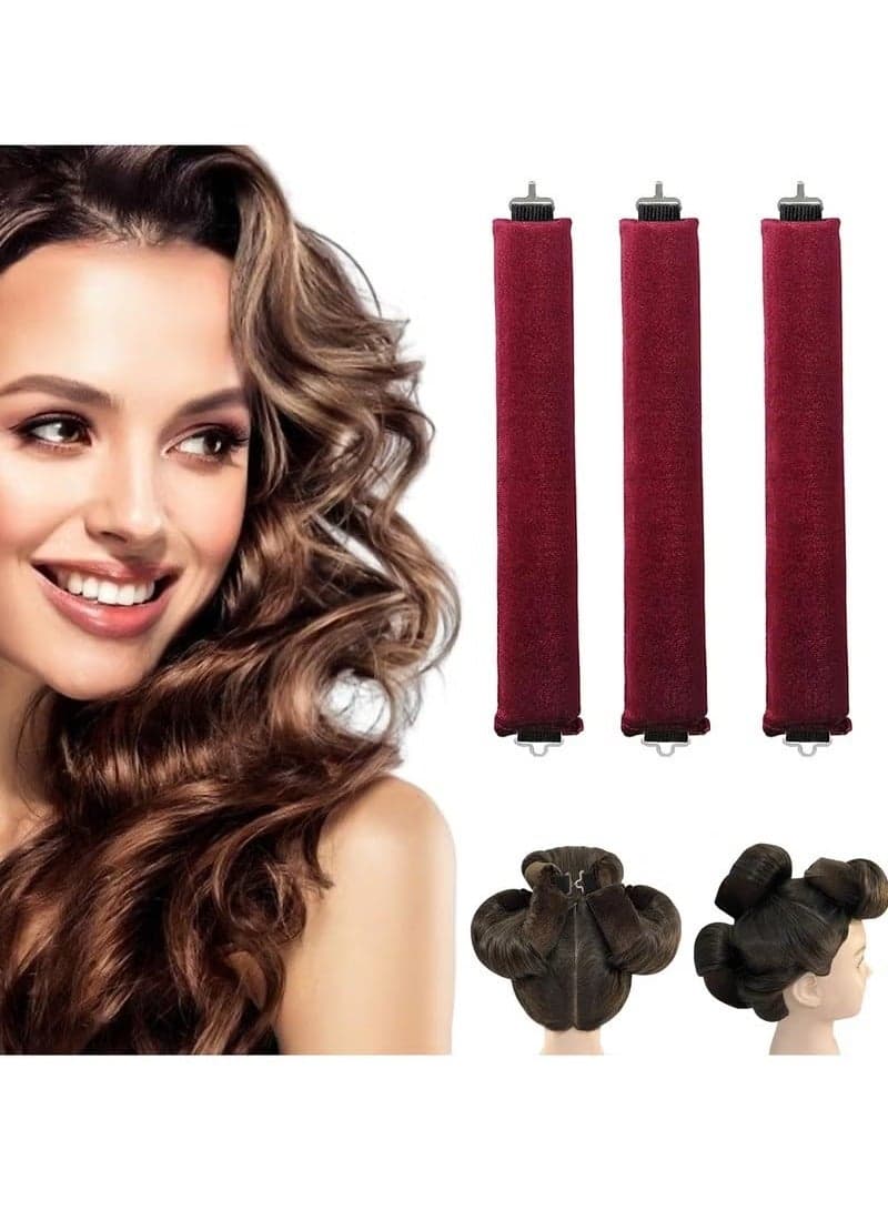 Heatless Hair Curler 3 Pack Flexi Rods with Hook Heatless Curling Rod for All Hair Types No Heat Curlers to Sleep In Overnight Heatless Curls for Blowout Hair
