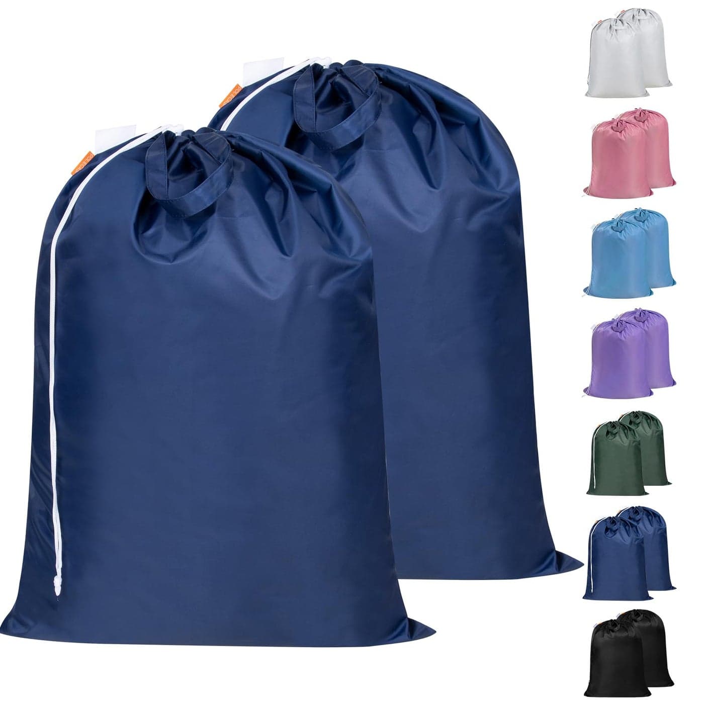 Polecasa Heavy Duty Large Laundry Bag with 130gsm Tear Resistant Fabric and Handles Easy to Carry Dirty Clothes Drawstring BagPerfect for College Dorm Travel 2 Pack 28x36 Navy