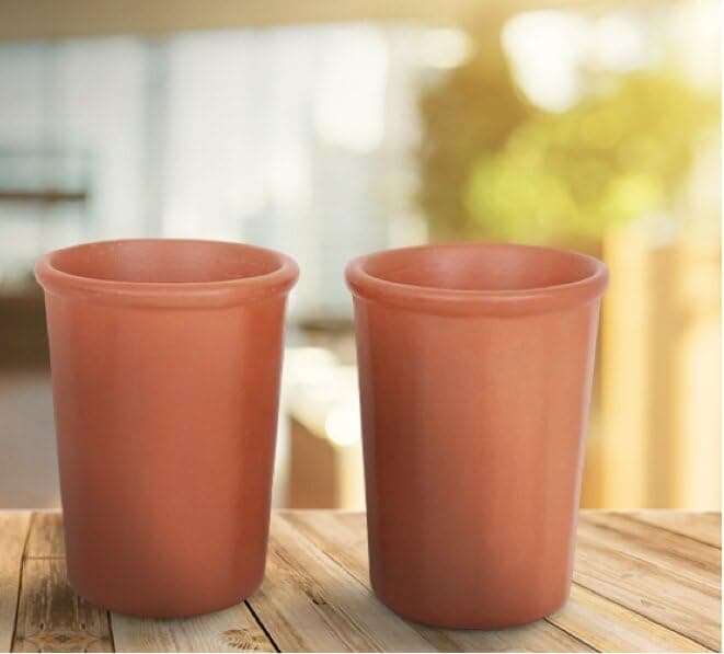 SHRIYAM CRAFTS Clay Mitti Drinking Water Glass 200ML Milk Glass Pack of 2