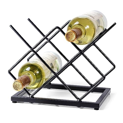 Drincarier Countertop Wine Rack 5 Bottle Freestanding Modern Gold Metal Small Wine Rack Tabletop Wine Holder Stand for Cabinet Pantry Wine Bottle Storage