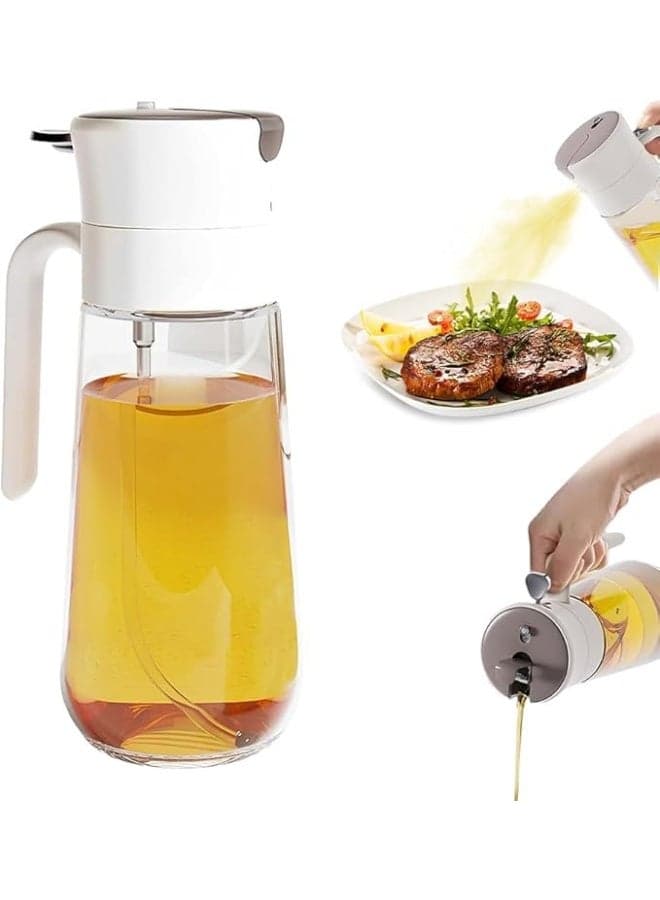 KeenMart 2-in-1 Oil Dispenser Oil Spray Bottle – Multifunctional Glass Olive Oil Mister for Air Fryer, BBQ, Salad Dressing Cooking – Easy to Use Oil Control for Healthy Eating (550ml)