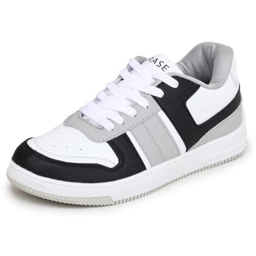 TRASE Casual Sneaker Shoes for Women | Soft Cushioned Insole | Sneakers for Woman | Comfortable | Lightweight | Stylish, Trendy Girls and Women Sneakers with Laces (Black-White, 7 UK)