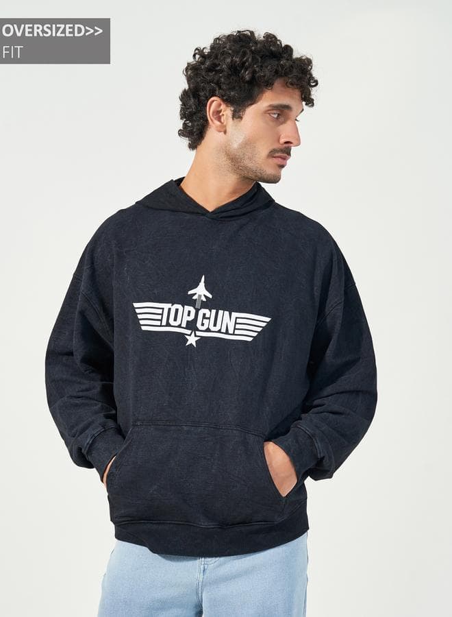 Styli Top Gun Graphic Print Oversized Hoodie
