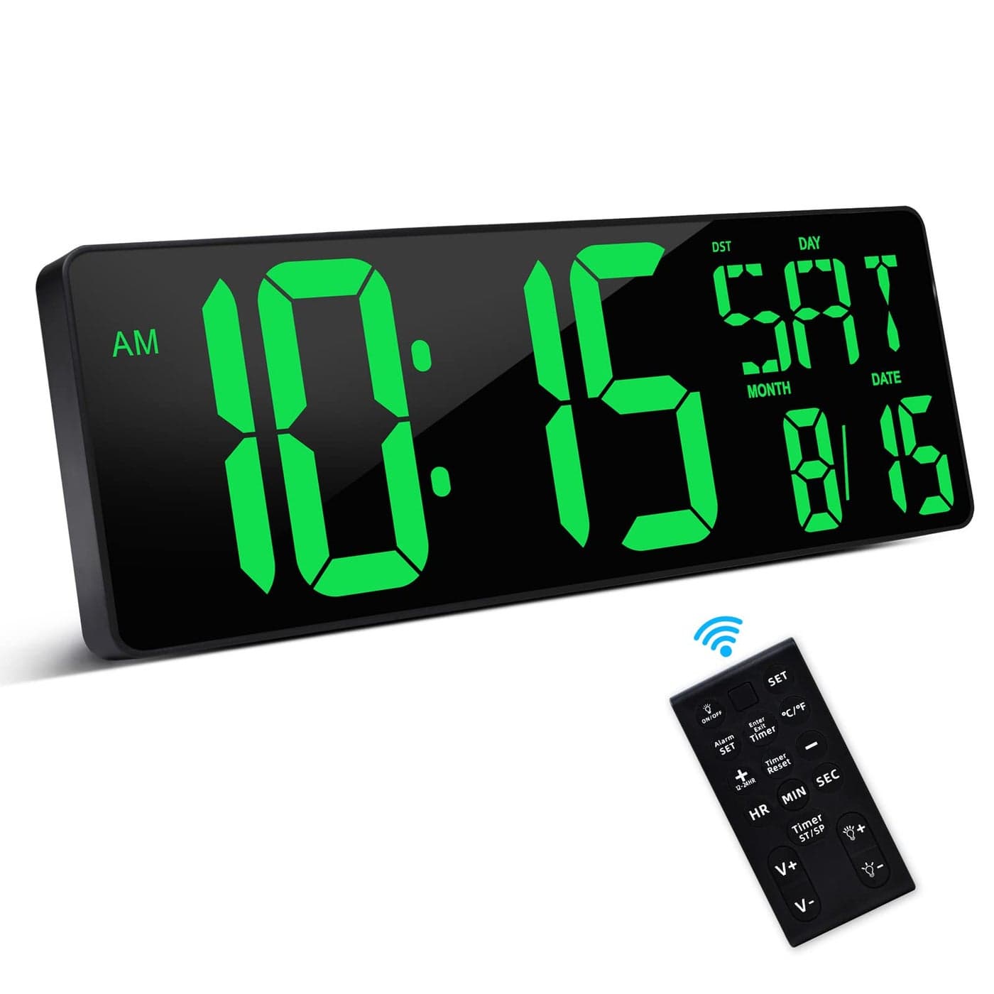 XREXS Large Digital Wall Clock with Remote Control 165 Inch LED Display Count Up Down Timer Adjustable Brightness Plugin Alarm Clock with DayDateTemperature for Home Gym Classroom