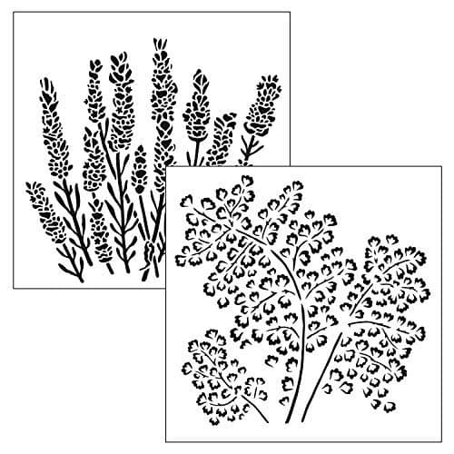 The Crafters Workshop Reusable Botanical Stencil for Painting and Crafts Beautiful Layering Pattern for DIY Projects 2 Pk 6 x 6 LavenderMaidenhair Fern