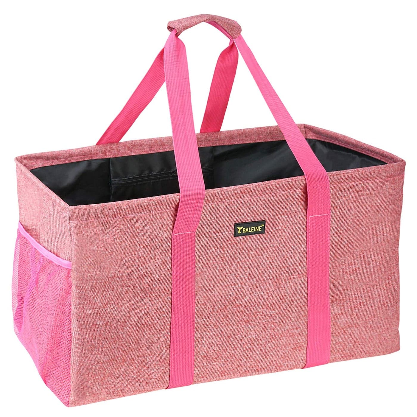 BALEINE Extra Large Utility Tote Bag with Wire Frame for Storage Pink 22x12x10