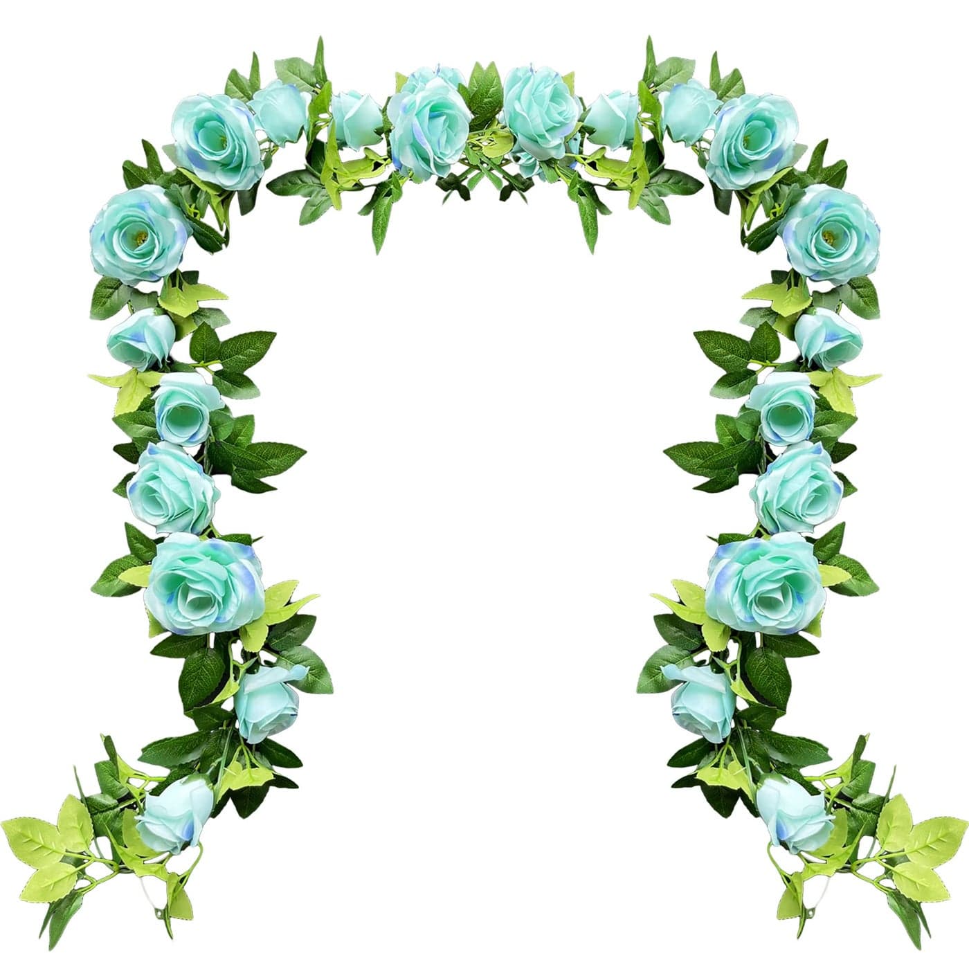 UKELER 2 Pack Artificial Flower Garland Fake Rose Vine Artificial Flowers GreenBlue Hanging Roses for Wedding Arch Party Garden Craft Home Decor