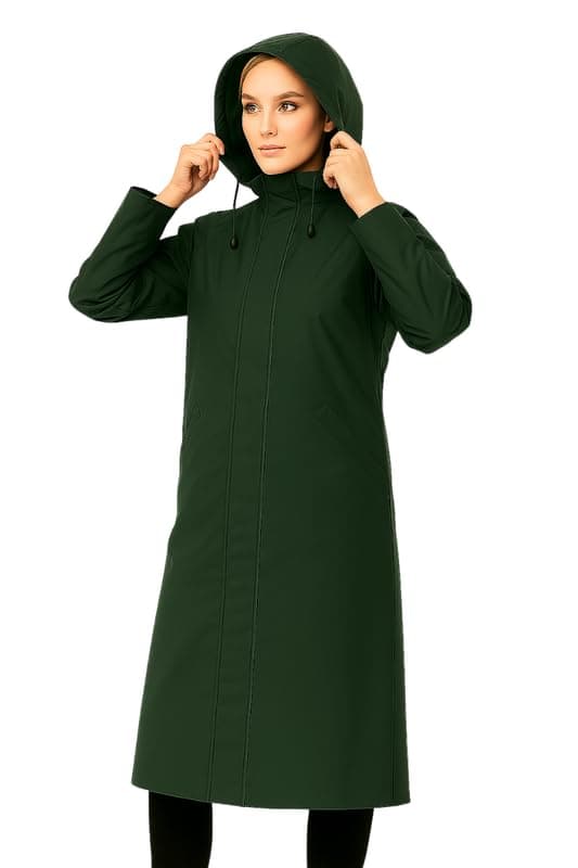 Krystle Women Overcoat | Full-Length Waterproof Hooded Coat (Green,XXLarge)