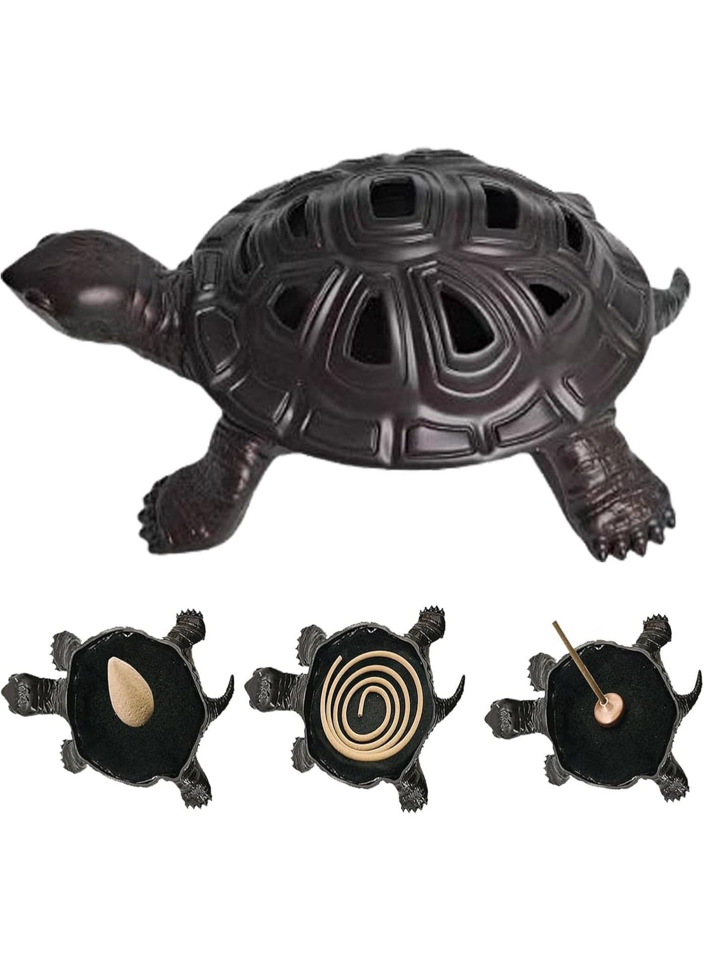Incense Burner, Incense Holder with Incense Stick Holder, Vintage Censer Metal Turtle Ash Catcher, use for Stick or Coil Incense, Sage Cones and Frankincense