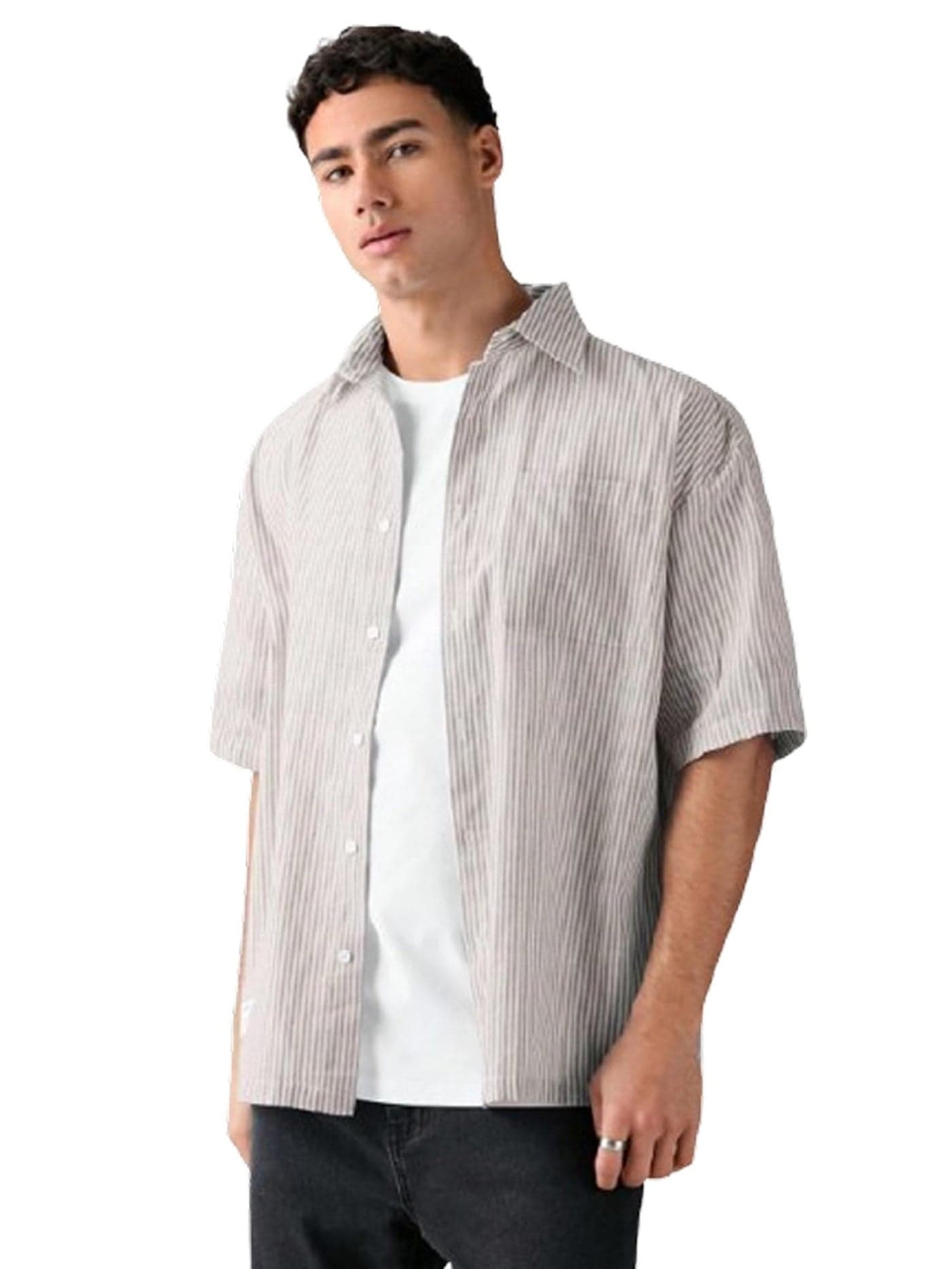 Lymio Shirt for Men || Loose Fit Stylish Shirt for Men (Oxford-Lining-Brown-M)