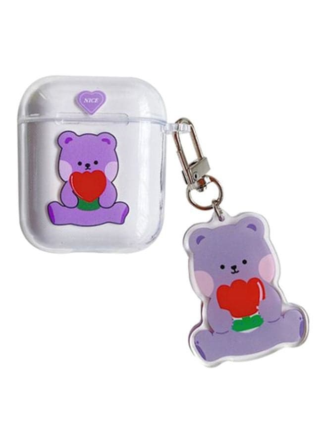 Cartoon Printed Case Cover With Keychain For Apple AirPods 1/2 Clear/Purple/Red