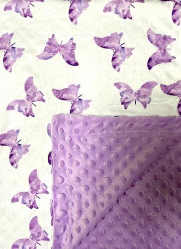Baby Blanket for Girls Butterfly Pink Minky Super Soft Double Layer Receiving Blanket with Dotted Backing for Newborns Nursery Stroller Receiving Toddlers Crib Bedding 30x40Inch Purple Butterflly