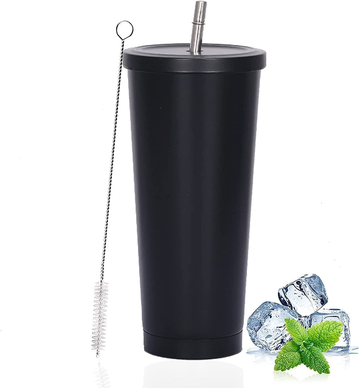 LATERN Iced Coffee Tumbler with Lid and Straw 750ml Insulated Stainless Steel Cup Double Wall Vacuum Travel Coffee Mug Reusable Water Cup Keeps Drinks Cold Hot Candy Pink 1Pcs