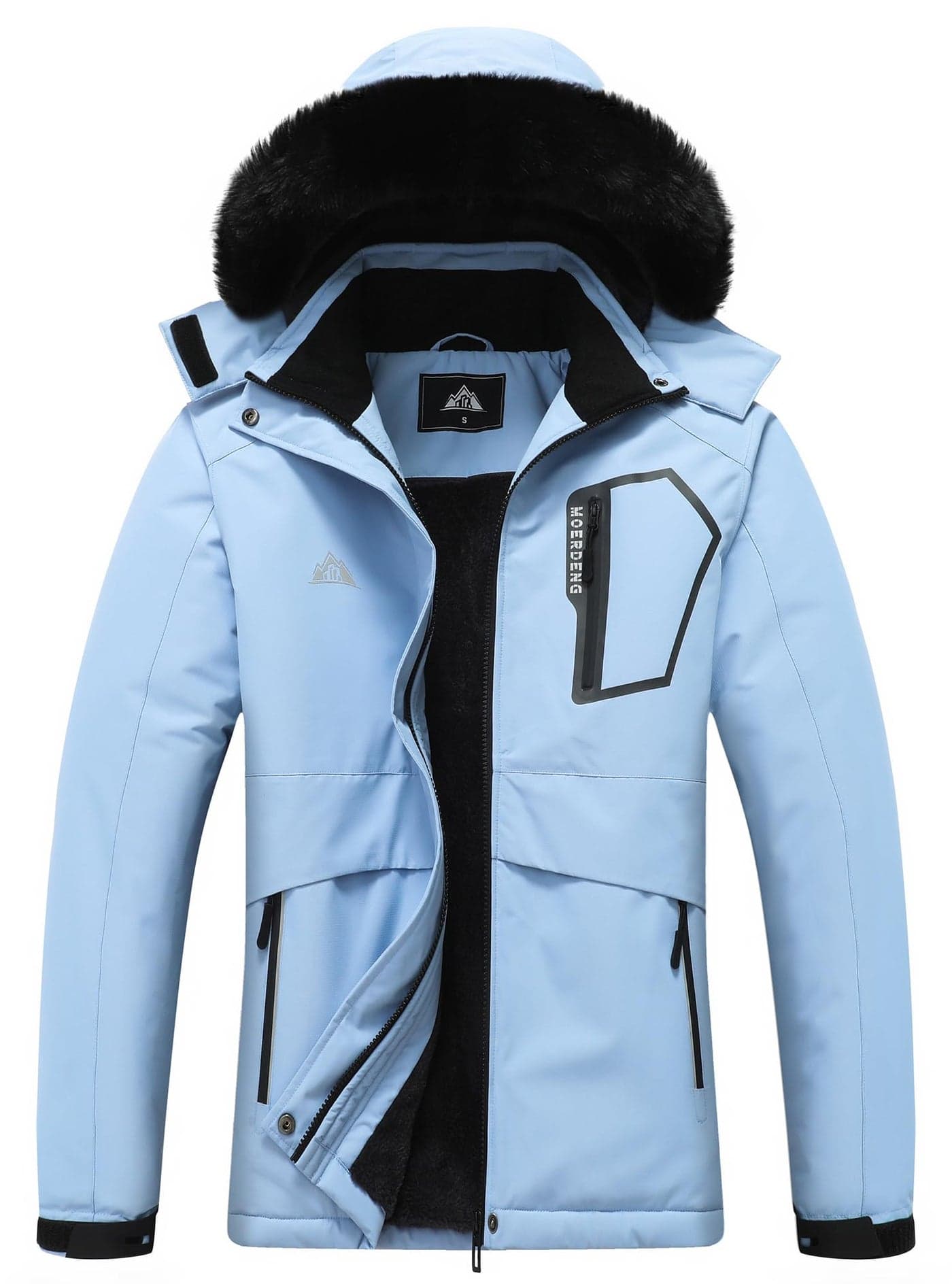 MOERDENG Women's Waterproof Snow Ski Jacket Warm Winter Coat Insulated Snowboarding Jacket Softshell Hiking Jacket
