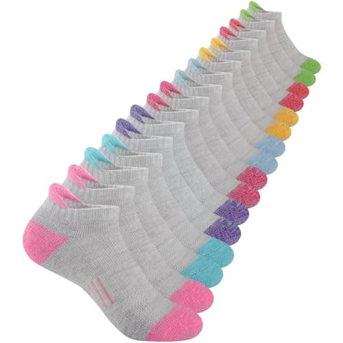 Comfoex Girls Socks Ankle Athletic Socks For Kids 4-6 6-8 8-10 Years Old Short Socks With Cushioned Sole 8 Pairs