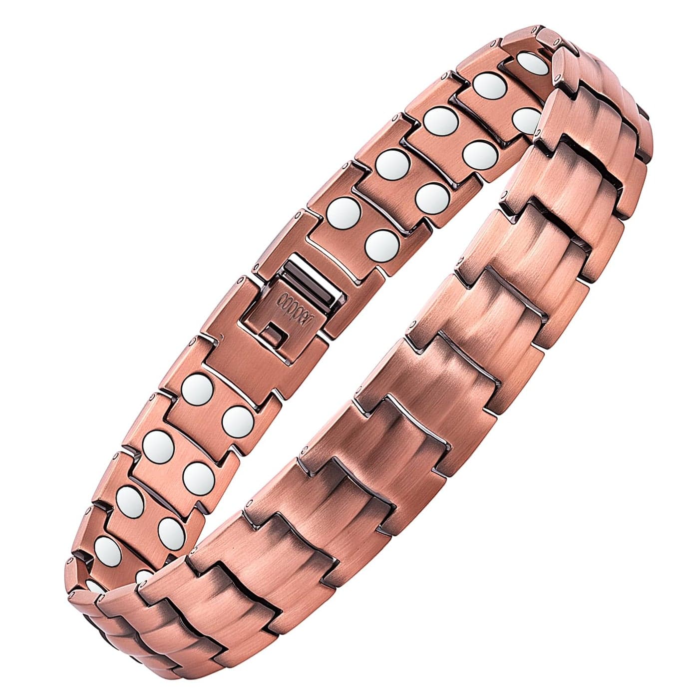 MagEnergy Mens Copper Magnetic Bracelets 9 Link Adjustable 999 Pure Copper with Double Raw 3500 Gauss Magnets Jewelry Gifts