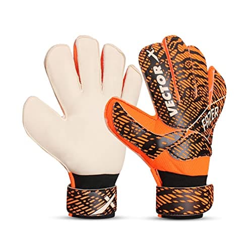 Vector X FAZER Goalkeeper Gloves use Strong Grip for The Toughest Saves with Finger Spines to Give Protection and Comfort Use for Football Foam,Fabric and Latex Palm (Size(9)(Wht-Org-Blk)