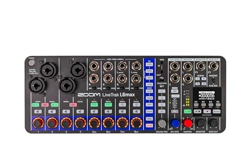 Zoom LiveTrak L6max Digital Mixer and Recorder 12Channel 32Bit Float Battery Powered 4 Combo 8 Stereo Inputs MIDI Effects Sound Pads 3Band EQ AI Noise Reduction