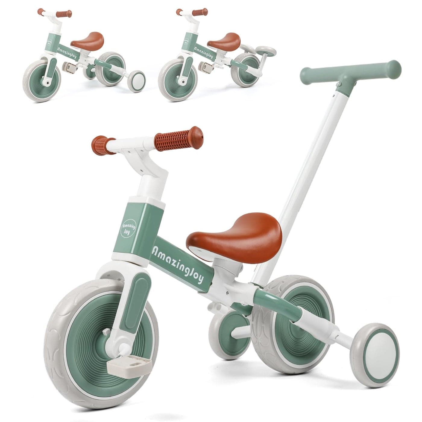 AmazingJoy Tricycle for Toddlers 2-4 Push Handle,6 in 1 Baby Balance Bike for Baby Boys Girls,Kids Push Bikes Toys with Removable Pedal,Toddler Trike Birthday Gifts Christmas