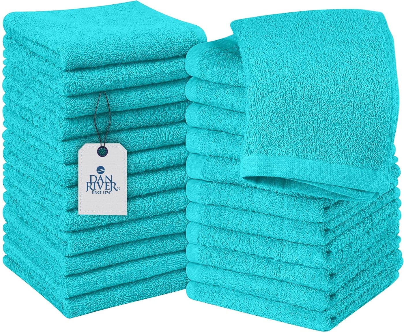 DAN RIVER 100 Cotton Washcloths 24 Pack Premium Quality Face and Body Cloth Quick Dry Essential Towels for Bathroom Hand Kitchen Cleaning Baby Washcloths 12X12 in 400 GSM MBlue