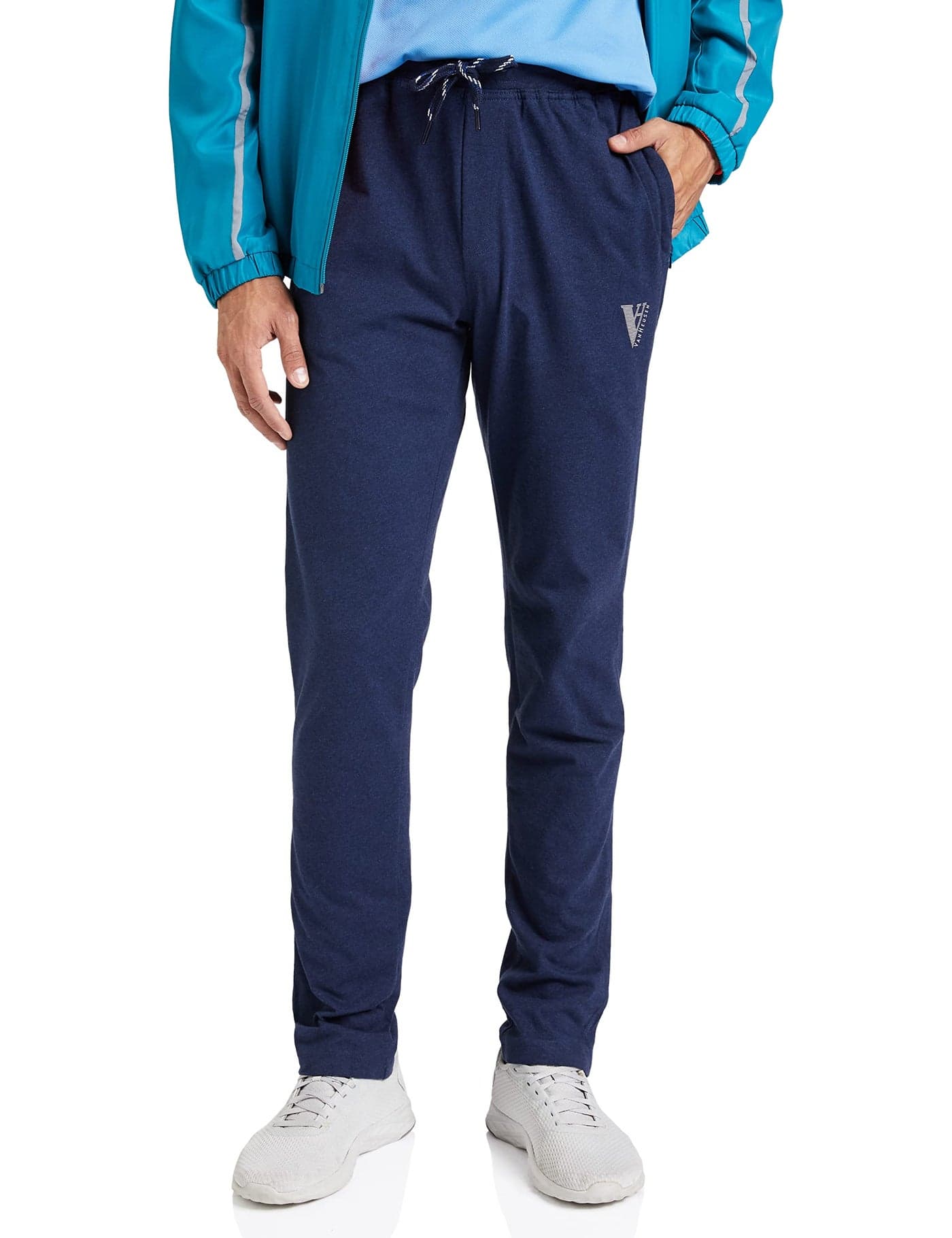 Van Heusen Athleisure Men's Track Pants(50052_Blue Melange_Large_Blue Melange_Large)