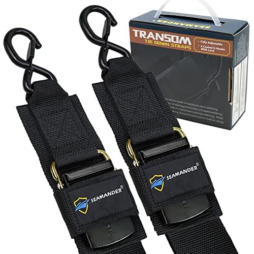 Seamander Boat Tie Down Straps to Trailer- Marine Grade Adjustable Boat Trailer Straps for Boat, Jet Ski, & More(Safety Clips 2inch*48inch)