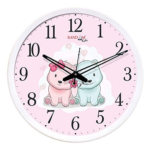 RANDOM 12-inch Pink Plastic & Glass Wall Clock for Home, Living Room, Lobby, Kitchen