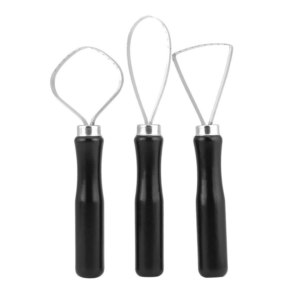 53ARTS 3 PcsSet Clay Loop Tool Wood Handle Pottery Clay Sculpture Carving Tool with Steel Flat Wire for Beginners Pottery Clay Modeling