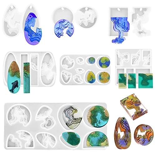 SENHAI 7 PCS Island Pendant Resin Molds Ocean Style Epoxy Silicone Molds for DIY Craft Making Pendant Keychain Jewelry
