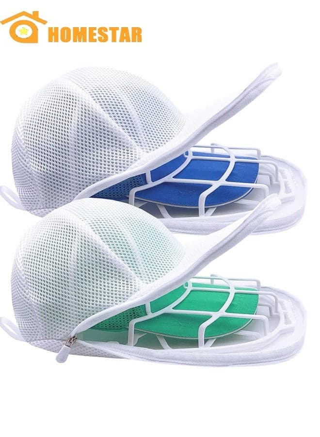 2 Pack Hat Washing Bag for Washing Machine, Cap Washer with Mesh Bags, Hat Washer for Baseball Caps