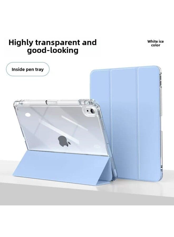 Digital Computer/ipad Protective Case Hand Strap Stand Function For Tablet-Color:White Ice Blue-Applicable Model:iPad 8(2019/2020 10.2 Inches)