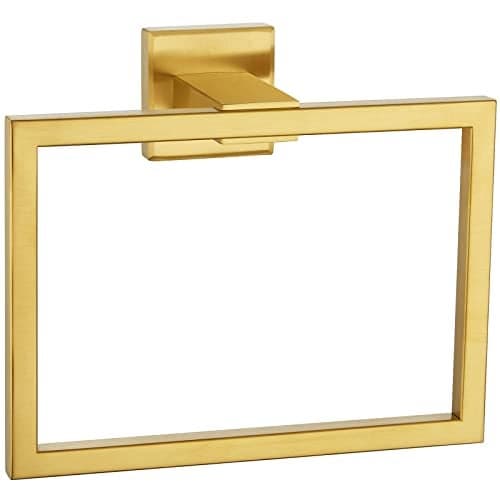 Angle Simple Hand Towel Holder Brushed Gold SUS 304 Stainless Steel Square Towel Ring for Bathroom Wall 709 Inches