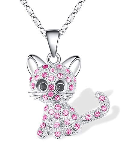 Lanqueen Christmas Cat Gifts for Kitty Cat Lovers Pendant Necklace Jewelry for Girls Daughter Granddaughter Necklace