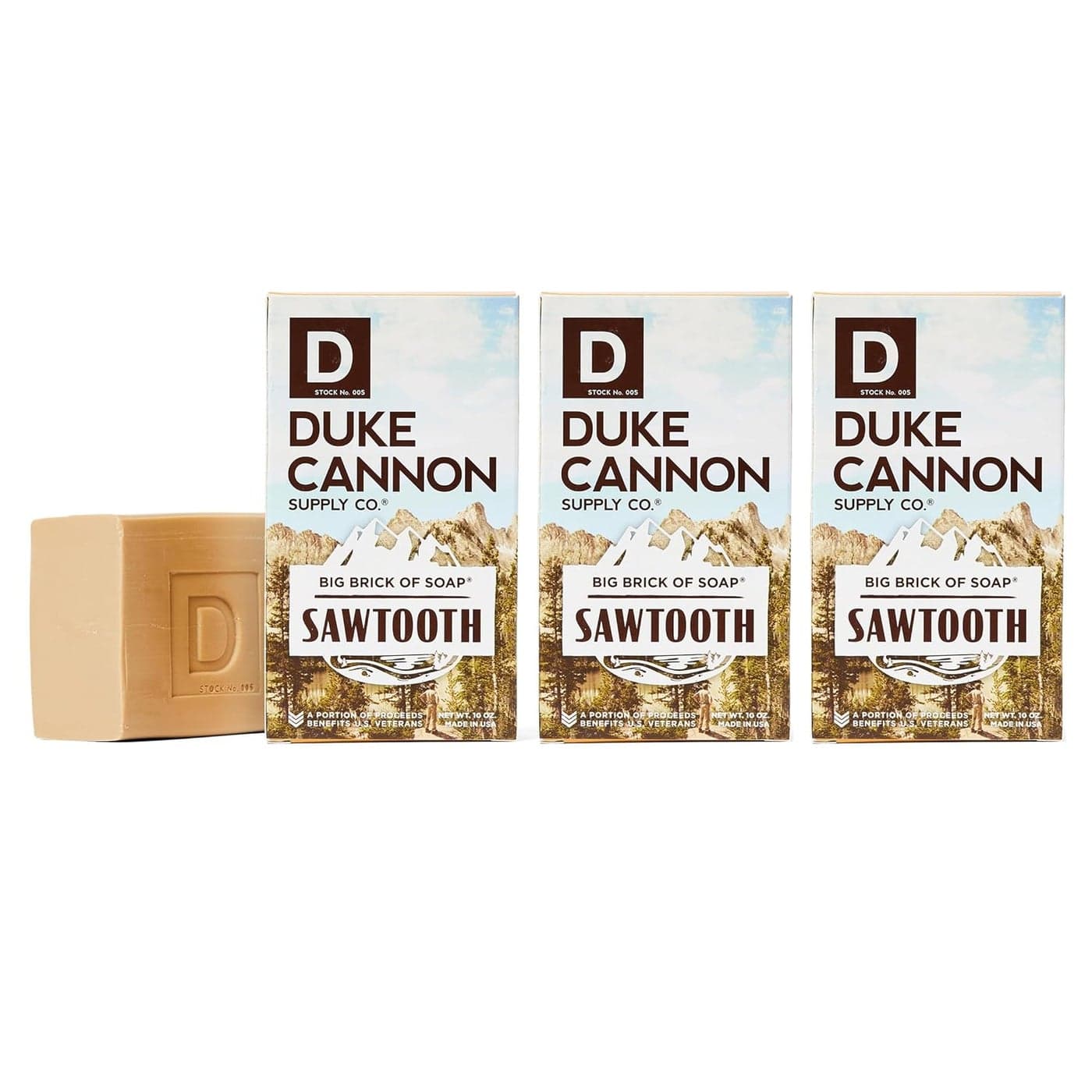 Duke Cannon Big Brick of Soap for Men Sawtooth Alpine Air and Cedarwood Scent 10 oz Pack of 3