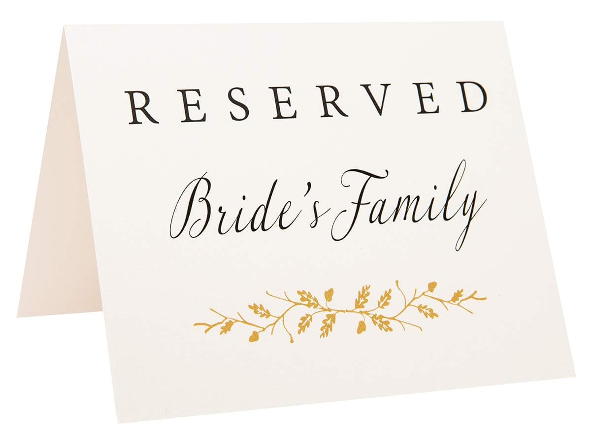 2 City Geese Reserved Wedding Table Signs Set of 6 Pearl White and Gold Reserved Signs Including Reserved for Brides Family Grooms Family and Wedding Party Freestanding Double Sided